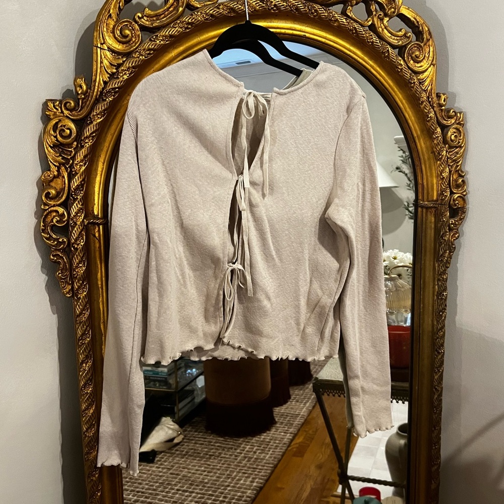 NWT Beige Tie-Front Women's Sweater